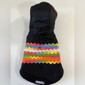 Designer Fleece Lined Jacket with Hood and Trim.